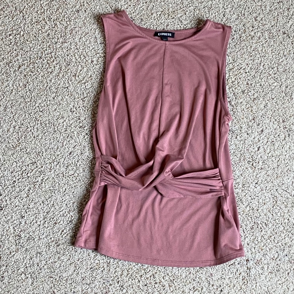 Pink twist-front top